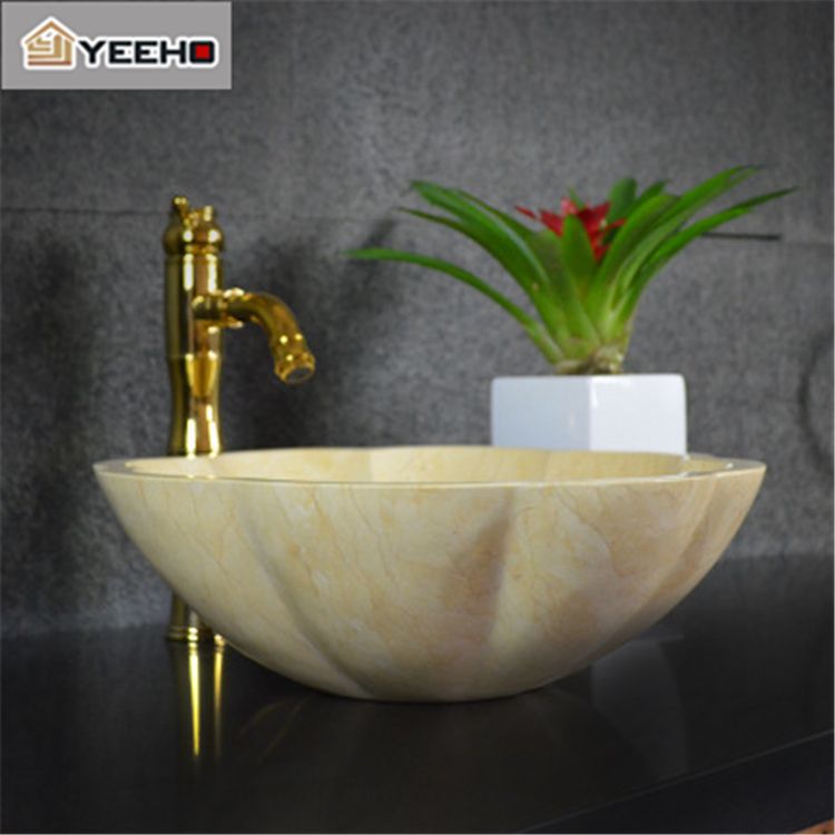 Stone material above counter bathroom vessel sink