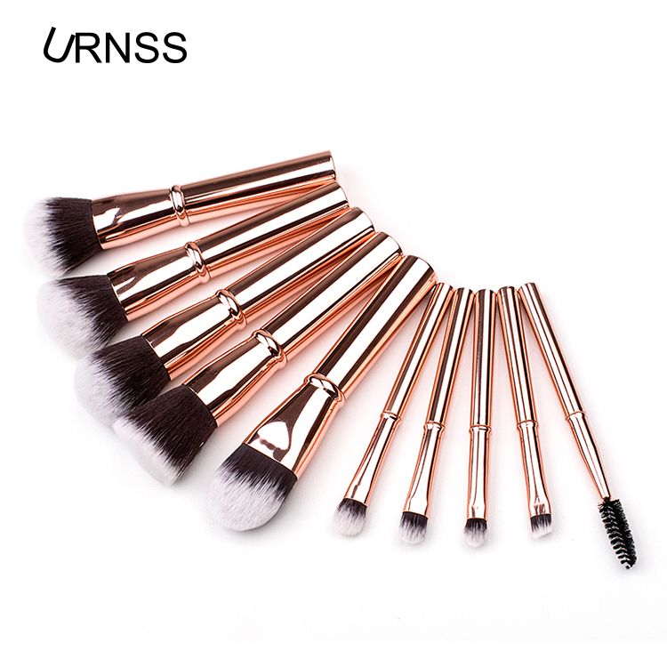 New rose golden 10pcs private label makeup brush set