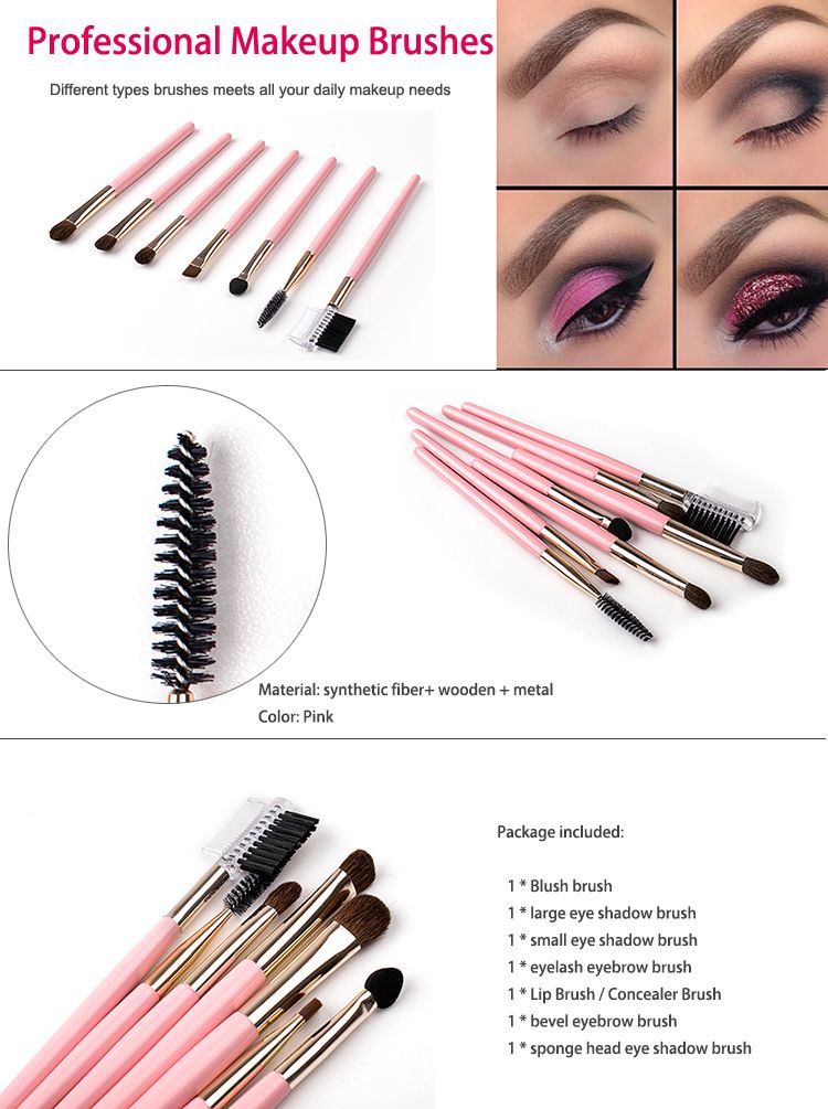 professional new 7pcs Makeup Brushes Tool Blending eyeshadow Blush eyelashes cosmetics makeup