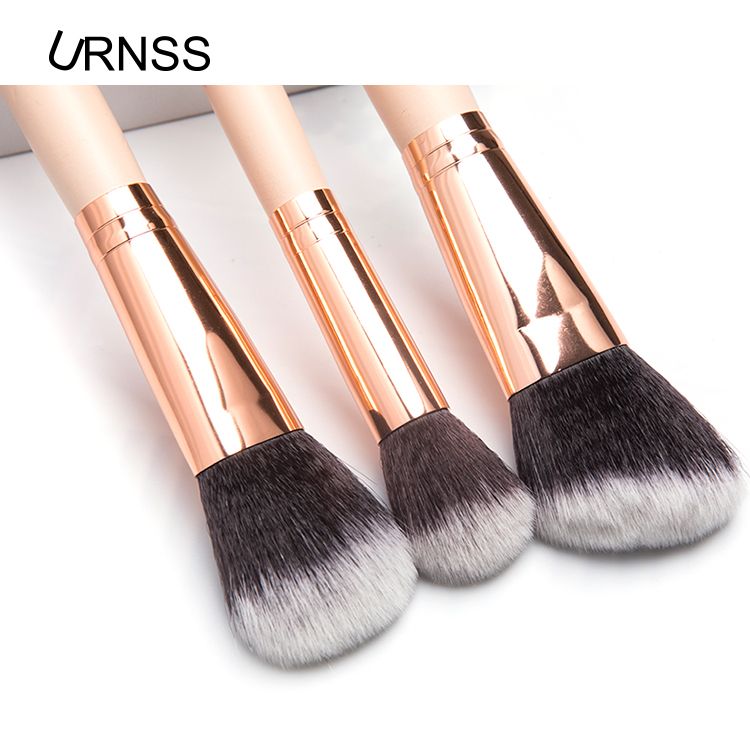 premium 14 pcs synthetic fiber pink rose gold makeup brush set