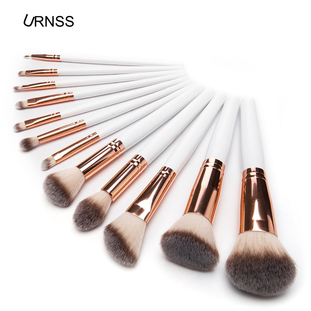 2018 new arrivals custom logo wholesale white makeup brush set 12pcs