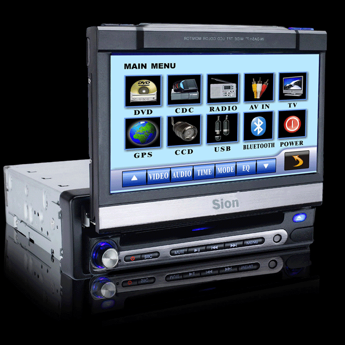 1 Din Car DVD Player 7 inch TFT Touch Screen, TV, USB, Bluetooth, GPS