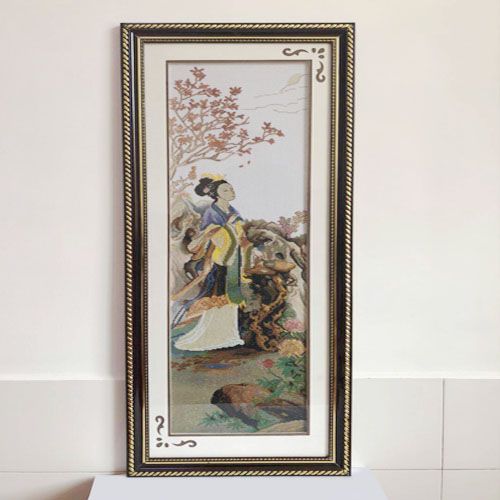 Home decor china style framed cross stitch embroidery of woman