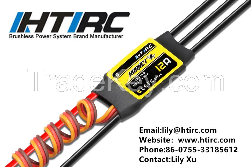 HTIRC Hornet Brushless  ESC 12A -5V2A RC Aircraft Speed Controller Brushless for Remote Control Airplane