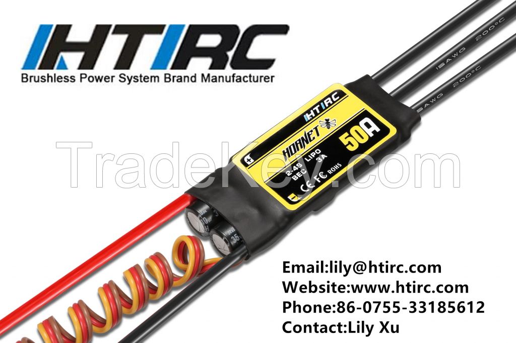 HTIRC Hornet 50A 2-6s Brushless ESC Speed Controller mini 50A for RC airplane,brushless motor speed controller 50a