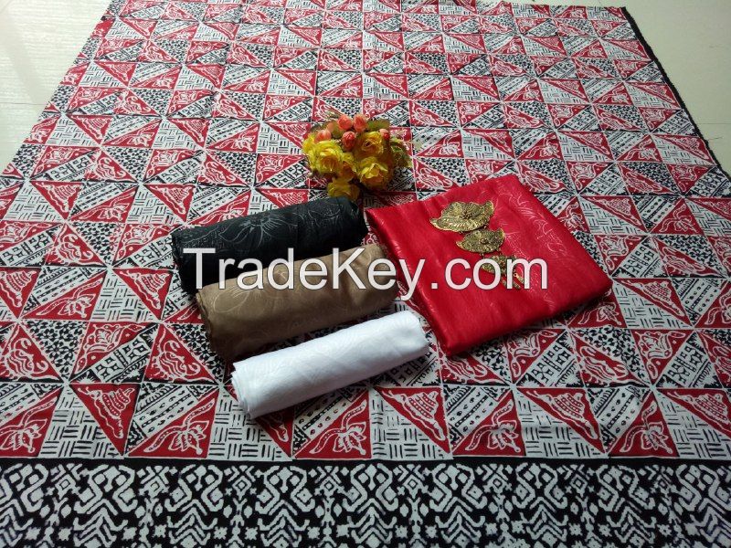 Batik Pekalongan Manual Stamp Fabric Cotton Wayang Black,Red Diamond Centra Java