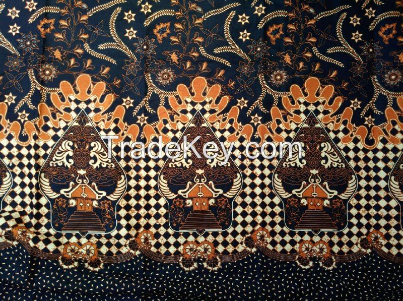 Batik Pekalongan Manual Print Hand Fabric Cotton Wayang Black,Brown CF01