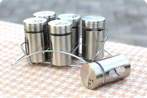Hot sale 7pcs glass spice jar with steel stand 