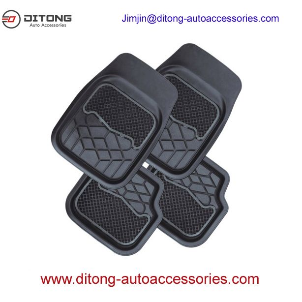 4pcs Set Black Practical PVC Car Floor Mats