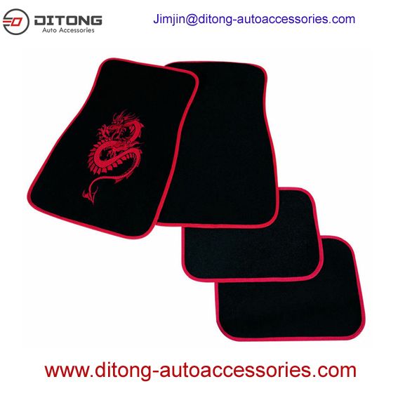 4pcs Set Luxury Dargon Pattern Carpet Material Car Floor Mats