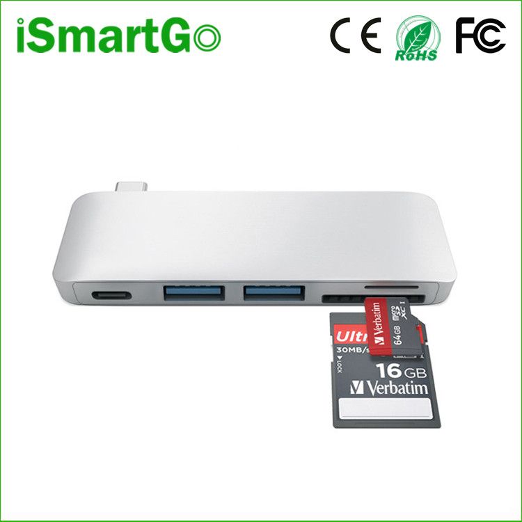5 in 1 USB-C HUB Combo Card Reader with USB3.0 High Speed Ports