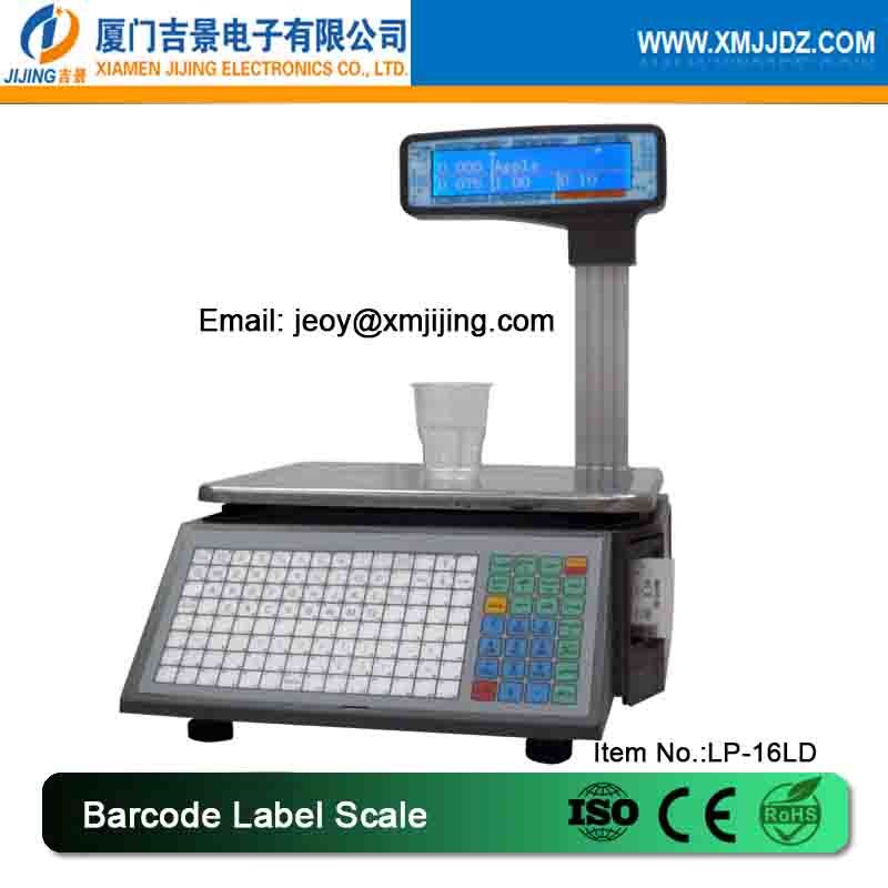 LP-16LD Electronic Barcode Label Scale, Supermarket Retail 15/30kg Label Printing Thermal Printer Scales, POS Price Computing LCD Weighing Support Arabic/ Spanish/ Hindi