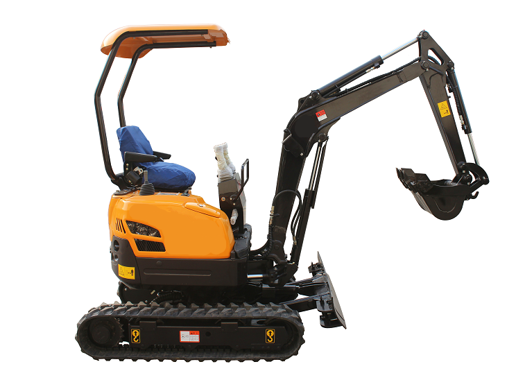 Mini excavator with zero swing and expanding tracks