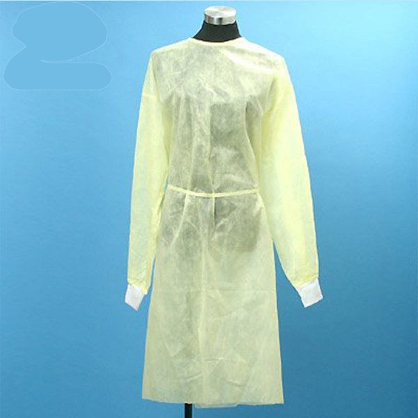yellow disposable nonwoven isolation gown