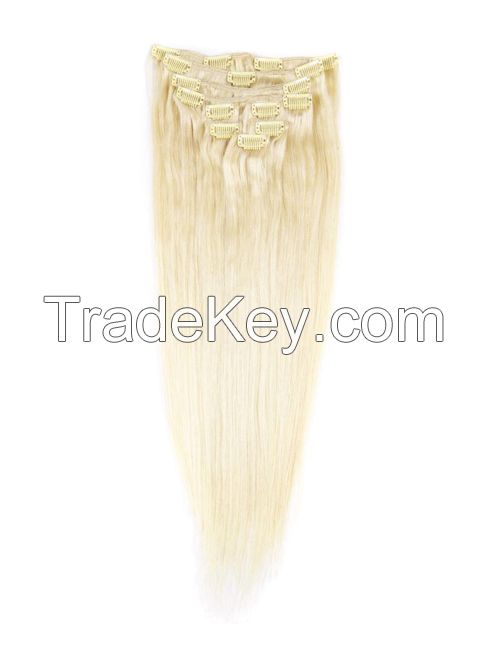 High Quality Malaysian #613Remy Hair Full Cuticle Human Clip in Hair Extensions