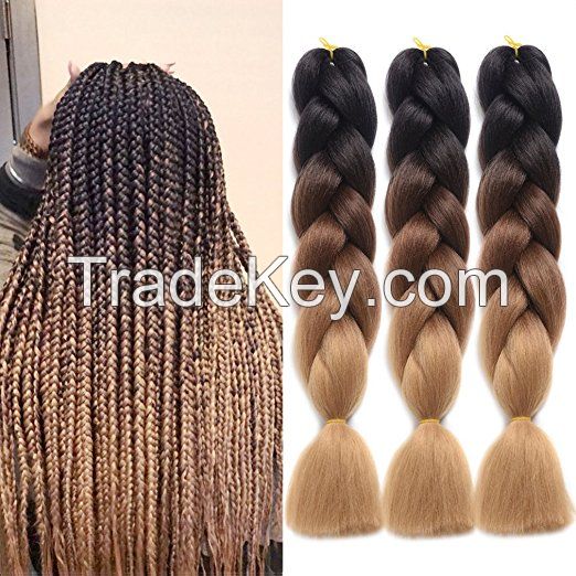 2018 Beautiful 2 Tone Color Synthetic Xpression Extension Hair For Girl