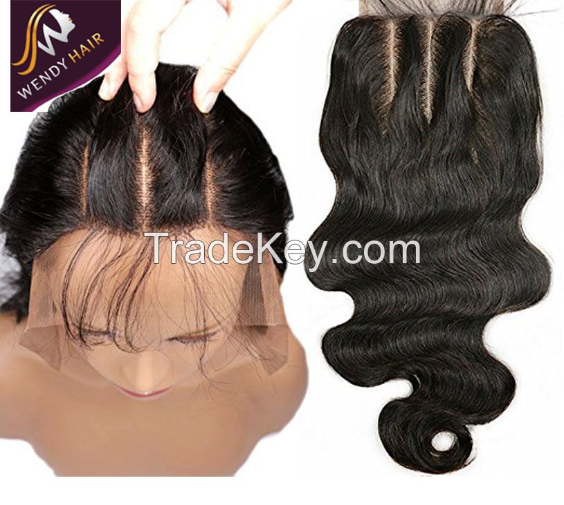 Body Wave Frontal Lace Closure with Peruvian Human Hair Braid