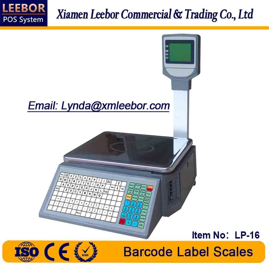 Lp-16 Electronic Barcode Label Scale, Supermarket Retail Barcode Thermal Printer Scales, Pos Printing System Weighing, Big Lcd Scale Support Arabic/ Spanish/ Hindi