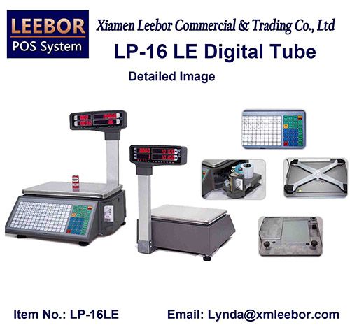 LP-16LE Barcode Label LED Scale, Supermarket Retail Thermal Printer 15/30kg Sales, POS Price Computing Multi-Language Digital Weighing, Label Printing Scale