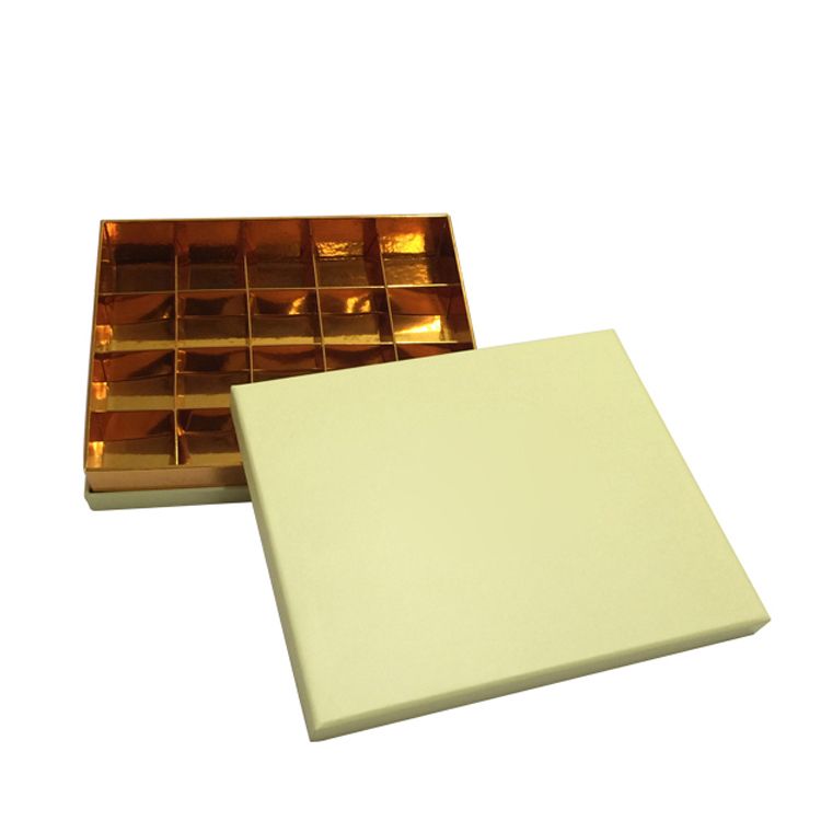 Luxurious Golden Cardboard Chocolate Box with Paper Divider