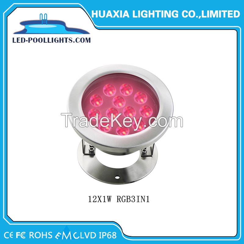 12W hot sale high quality 12V IP68 stainless steel LED underwater light