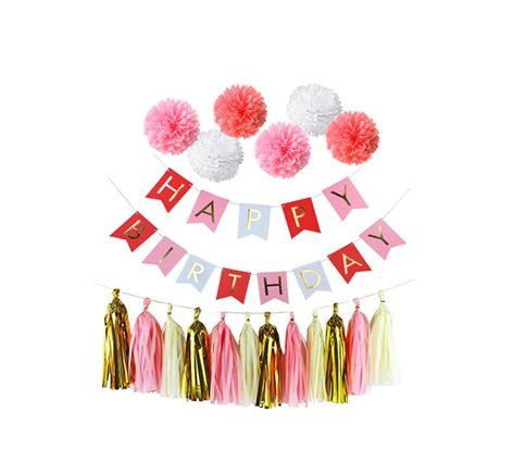 Paper decorations pom poms honeycomb balls garlands kit for party