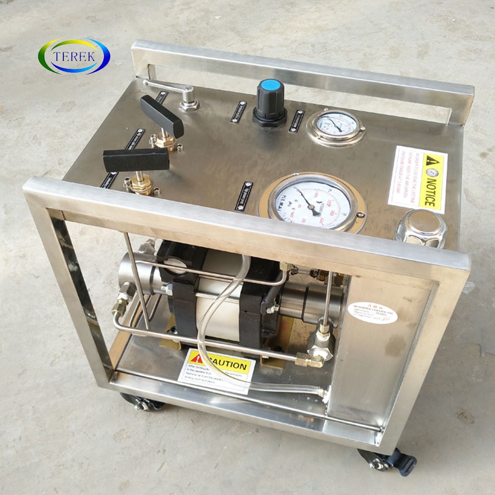 Air-driven high pressure booster pump for various gas liquid cylinder transfer and filling