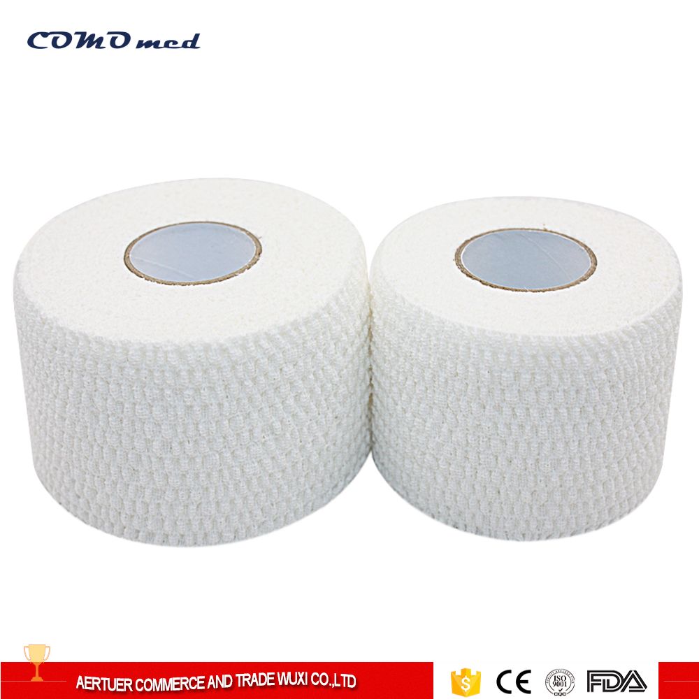 White or skin latex free hot melt adhesive mixture Soft edge EAB elastic crepe adhesive bandage 
