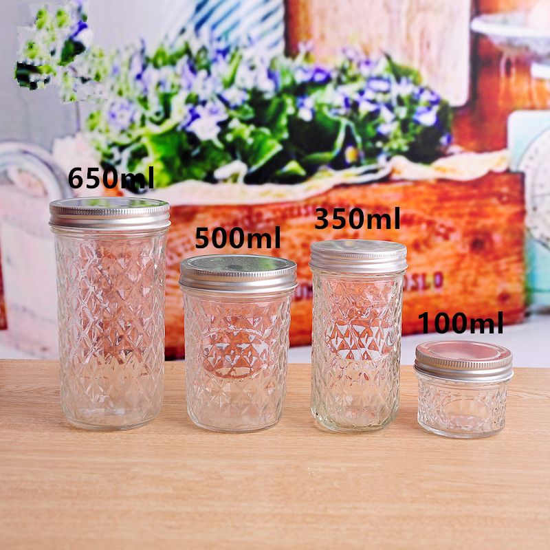 100ML-500ML glass mason jar with metal lid 