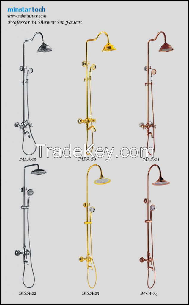 Royal style bathroom shower faucet set  with shower head and hand-held shower