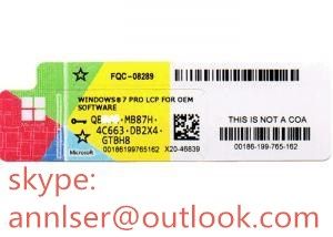 win 7 pro oem retail coa sticker key