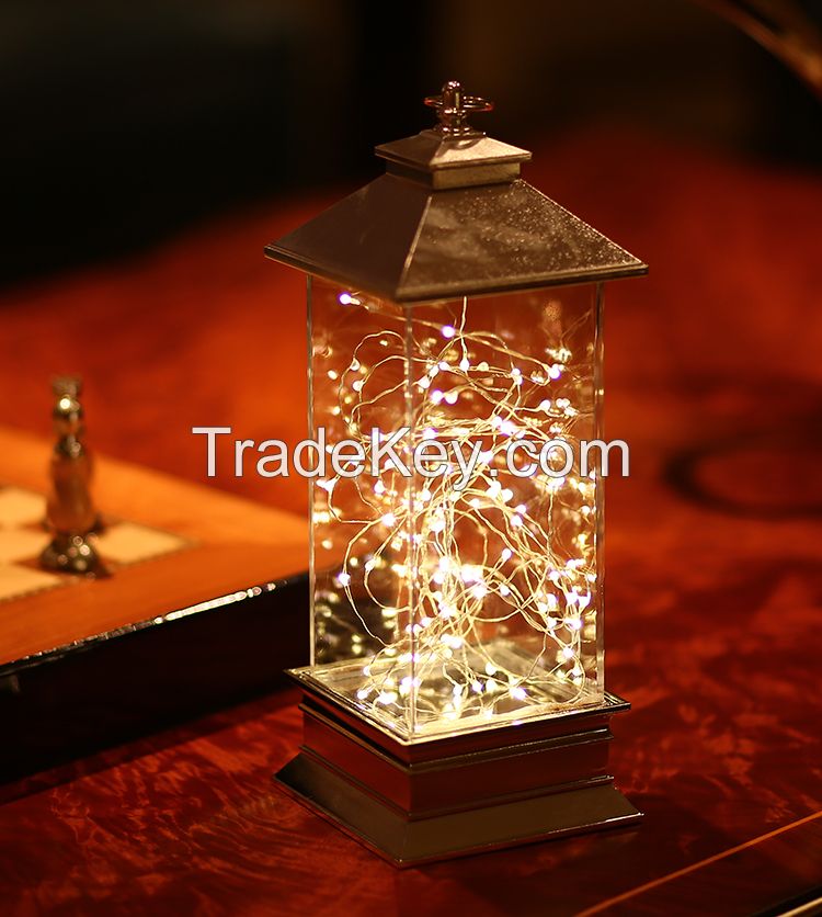 Creative Plastic Home Christmas Decoration Light Gift Plastic Electroplating Led Lantern