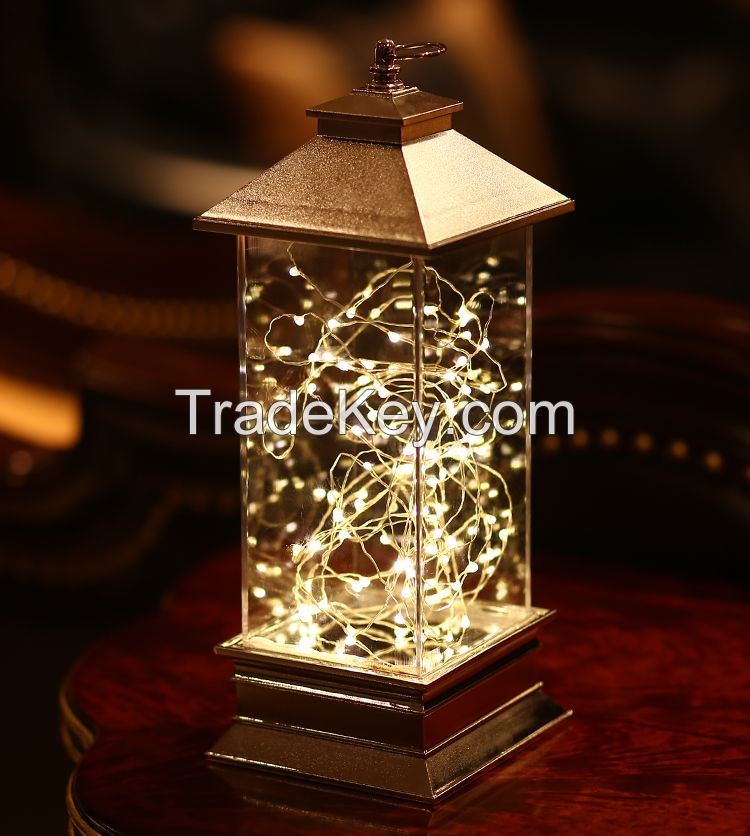 Creative Plastic Home Christmas Decoration Light Gift Plastic Electroplating Led Lantern