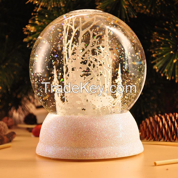 Led light paper-cut forest deer plastic Christmas decoration water globe