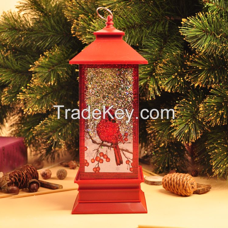 Led Light Liquid Swirling Glitter Plastic Decoration Christmas Lantern