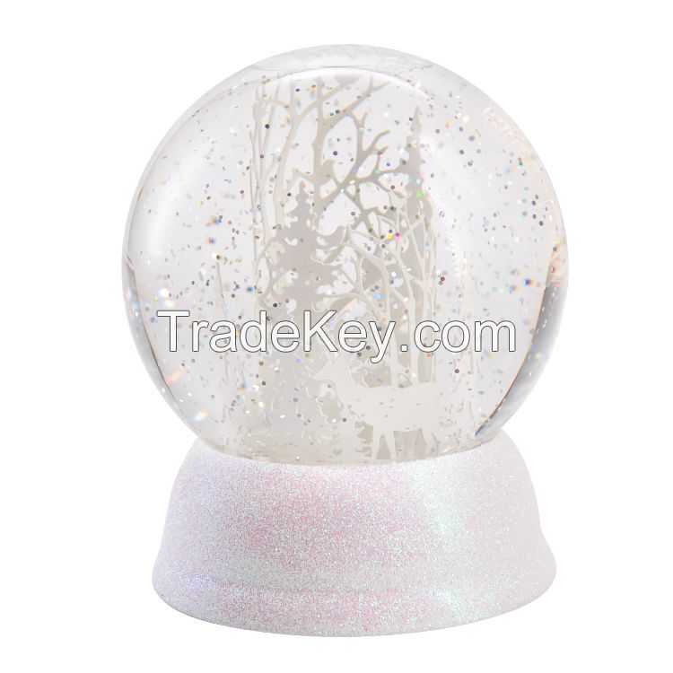 Led Light Paper-cut Forest Deer Plastic Christmas Decoration Water Globe