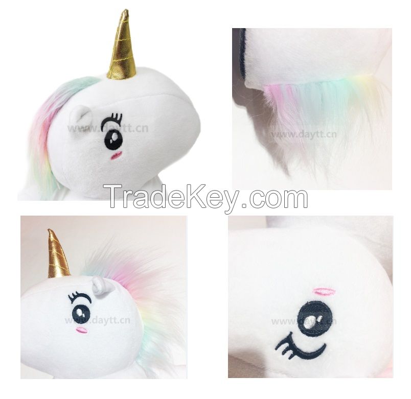 3D Macaroon hair color unicorn slippers rainbow short plush non-slip slippers for girls and women