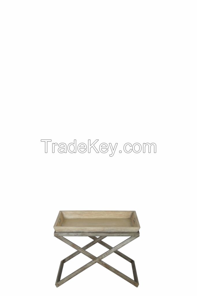 set of three coffee table metal and wood Galant