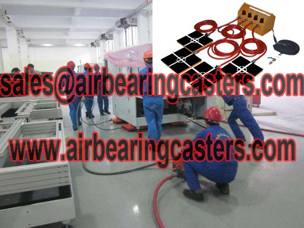 Air bearing caster moving heavy duty equipment easily