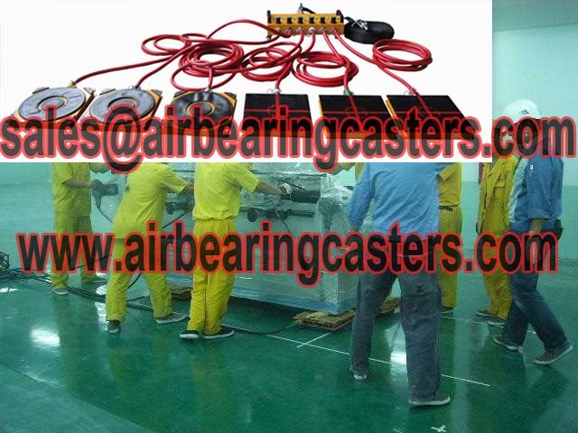 Air bearing caster moving heavy duty equipment easily