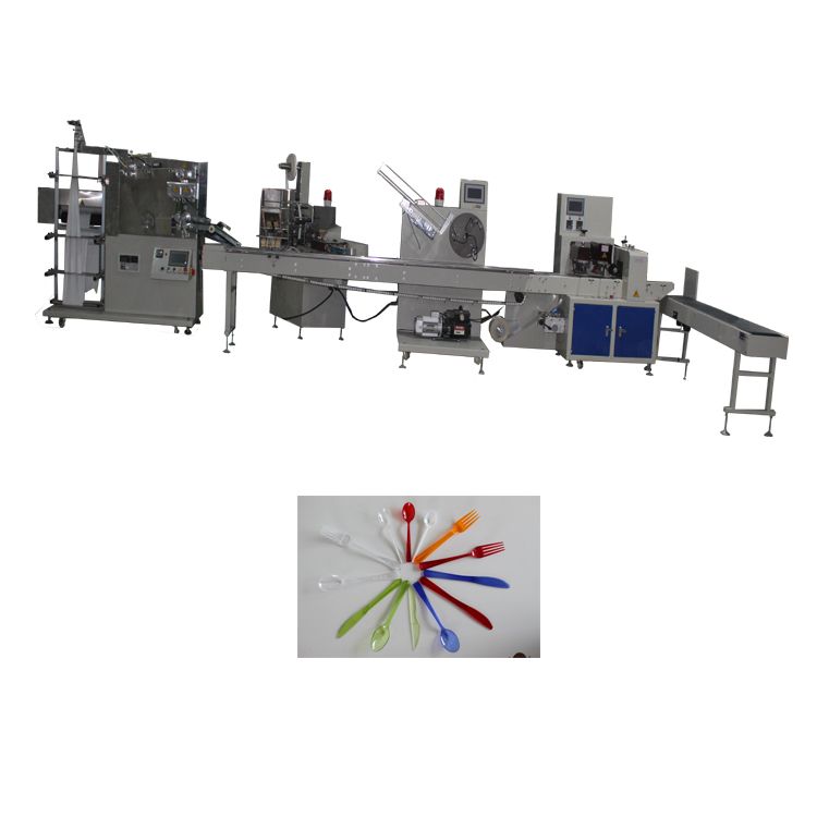 Good quality napkin plastic cutlery flow packing machine