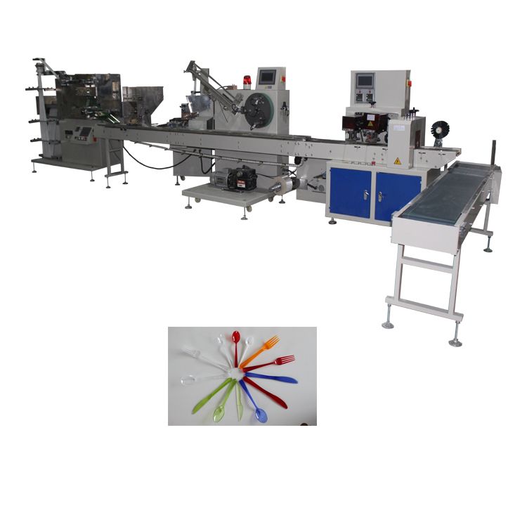 High speed napkin and disposable spoon fork knife packing machine