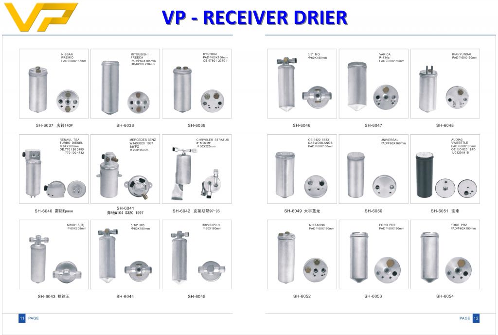 Auto Air Conditioner Receiver Drier, R134a AC Aluminum Filter, Auto AC Receiver