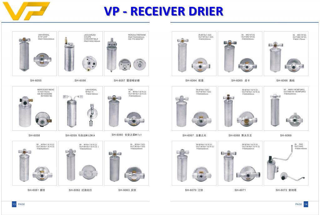 Auto Air Conditioner Receiver Drier, R134a AC Aluminum Filter, Auto AC Receiver