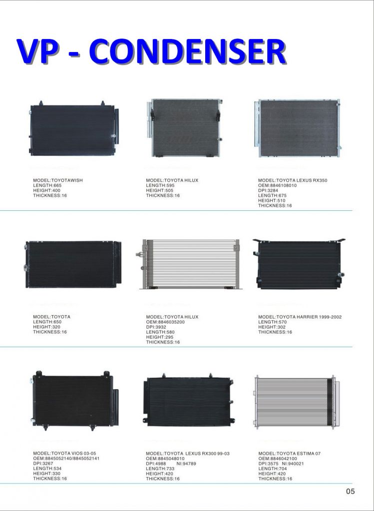 Latest Design 12v Air Conditioner Parts Car Ac Condenser