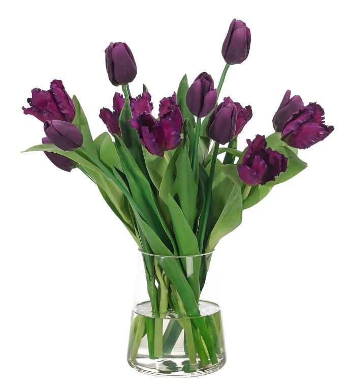 Silk Tulip Arrangement in faux water including glass vase