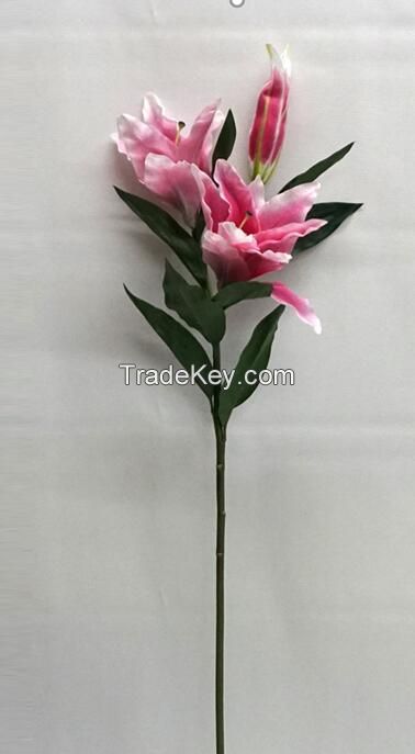 H 39" Real touch fabric plastic water artificial Lily latex Lily Flower