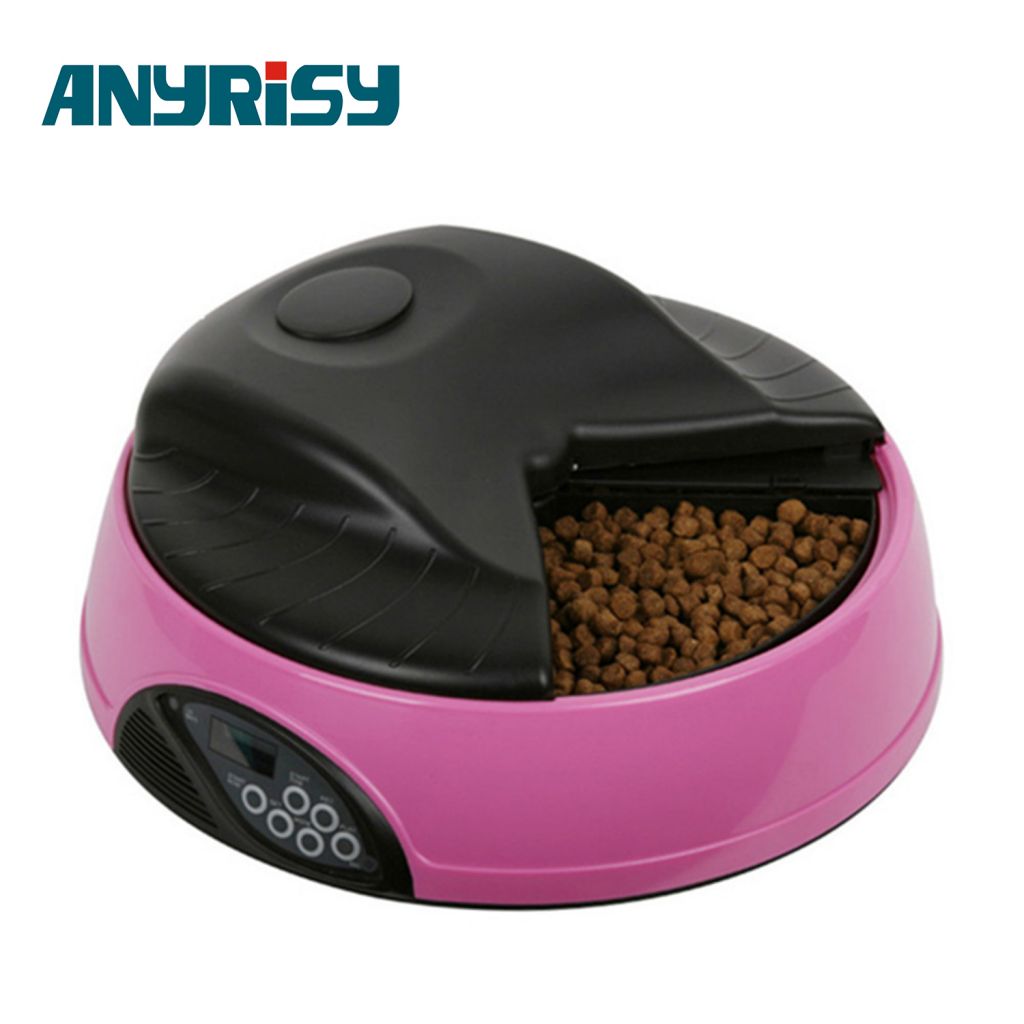 LCD Display 4 food trays pet feeder for dog / cat