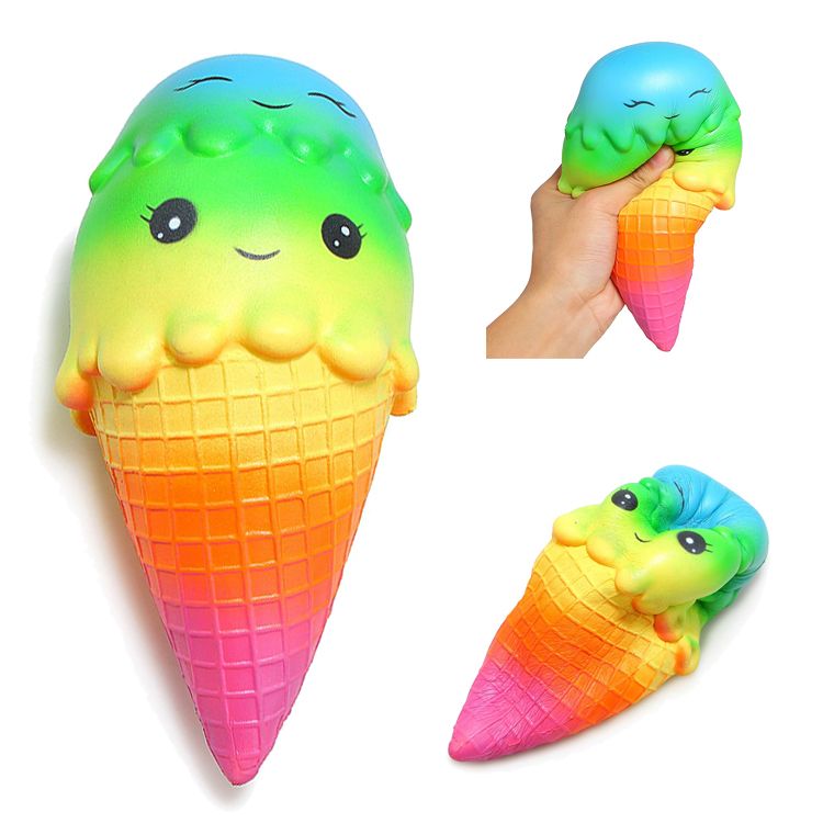 Pu foam eco friendly custom kawaii jumbo ice cream rainbow squishy