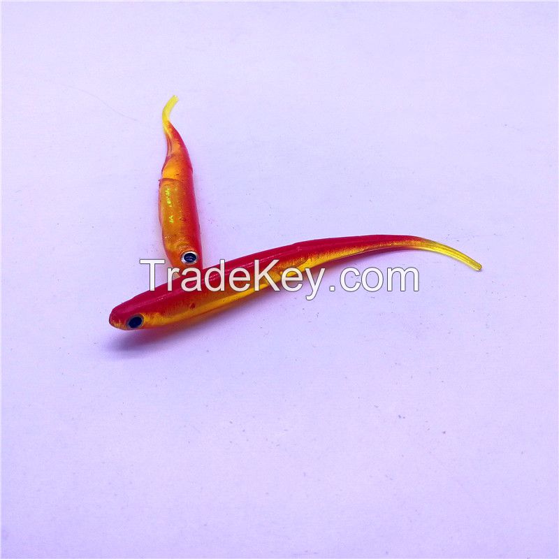 Colorful Reflection Tube Inside Soft Hollow Rainbow Rubber Fish bait